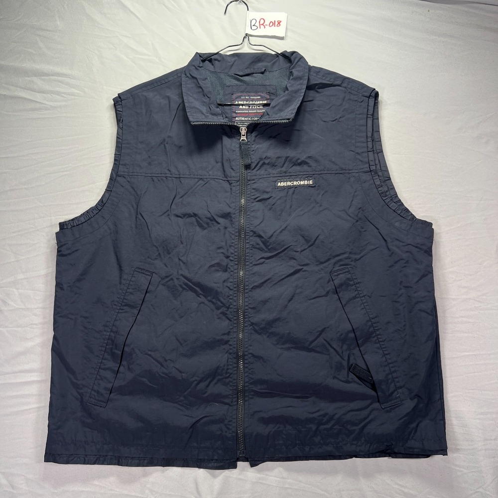 Vintage Abercrombie and Fitch Vest Mens XL Blue Full Zip Windbreaker Rain Light